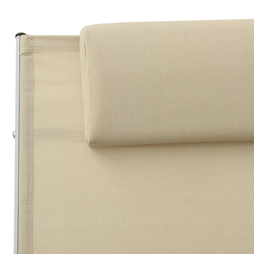 vidaXL Șezlong cu pernă, crem, textilenă vidaXL Șezlong cu pernă, crem, textilenă
