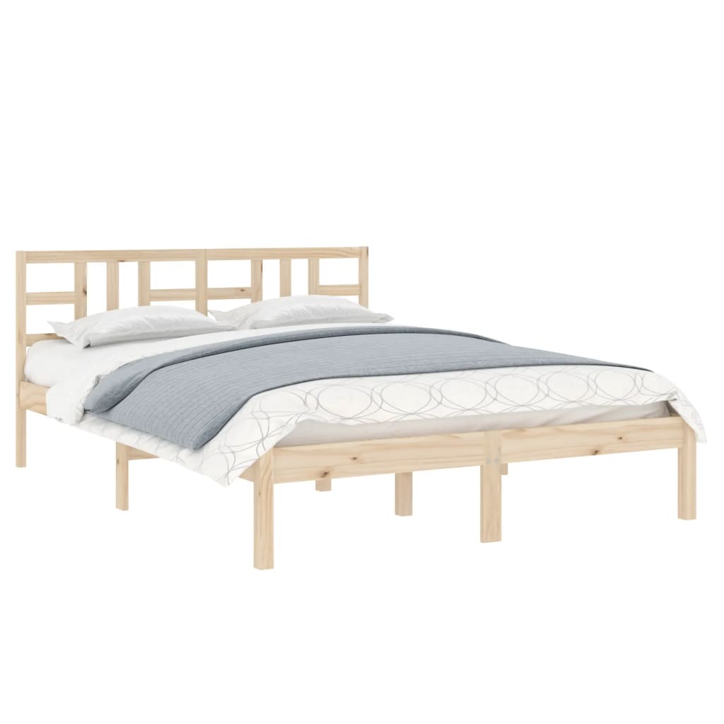 vidaXL Cadru de pat dublu, 135x190 cm, lemn masiv