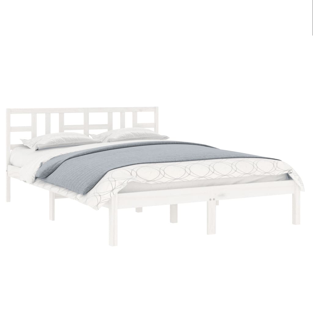 vidaXL Cadru de pat King Size, alb, 150x200 cm, lemn masiv vidaXL Cadru de pat King Size, alb, 150x200 cm, lemn masiv