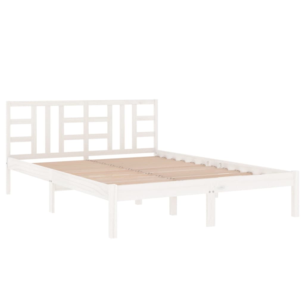 vidaXL Cadru de pat King Size, alb, 150x200 cm, lemn masiv vidaXL Cadru de pat King Size, alb, 150x200 cm, lemn masiv