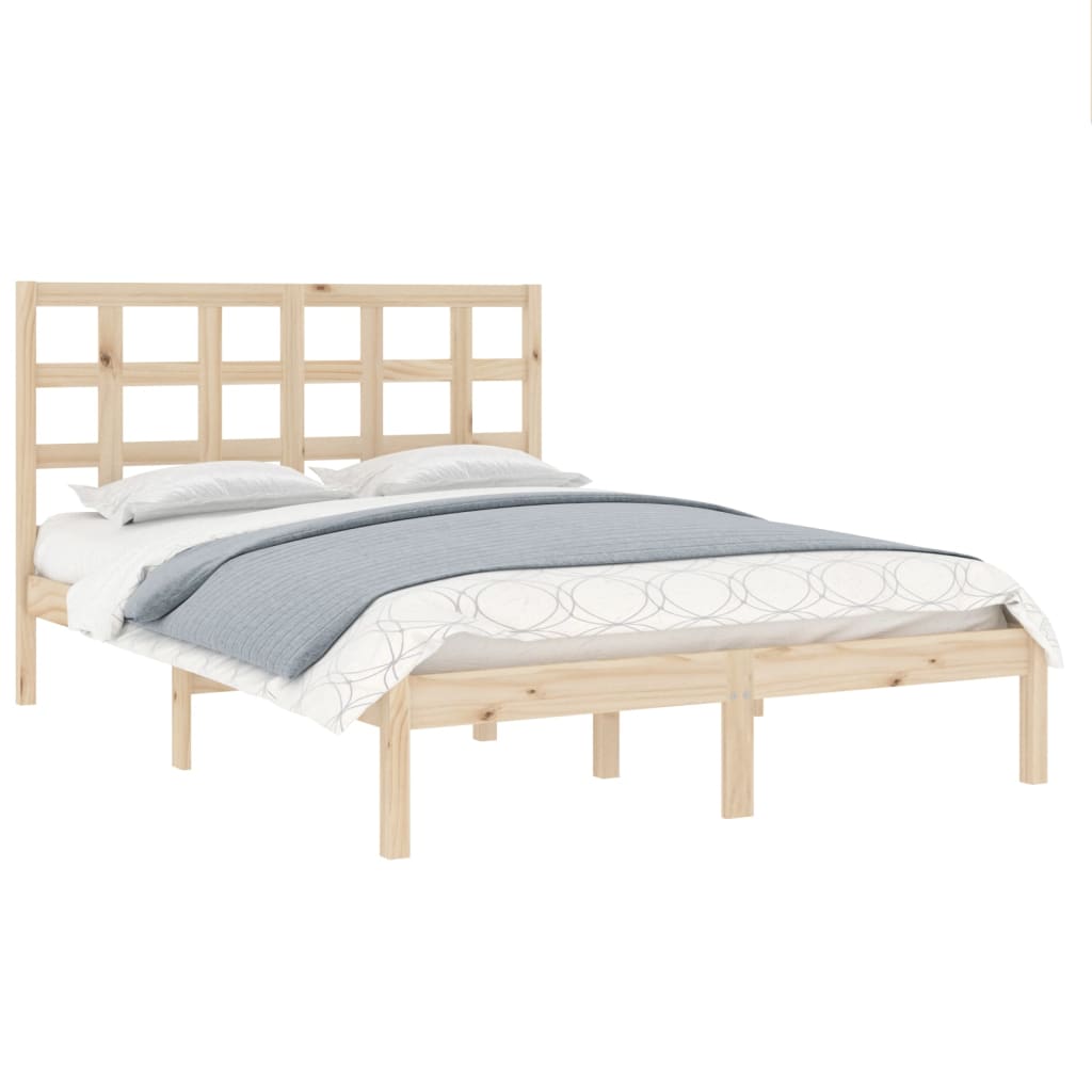 vidaXL Cadru de pat dublu, 135x190 cm, lemn masiv