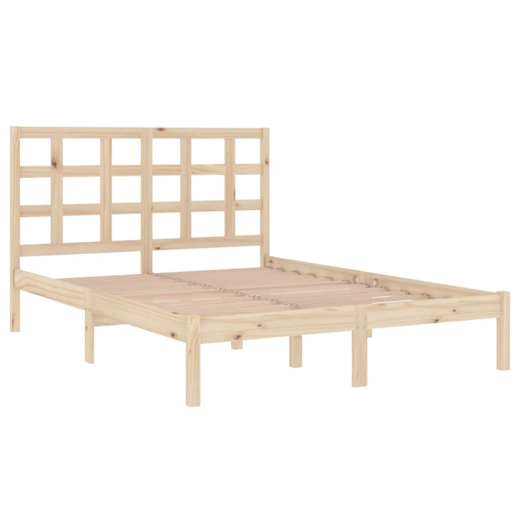 vidaXL Cadru de pat dublu, 135x190 cm, lemn masiv
