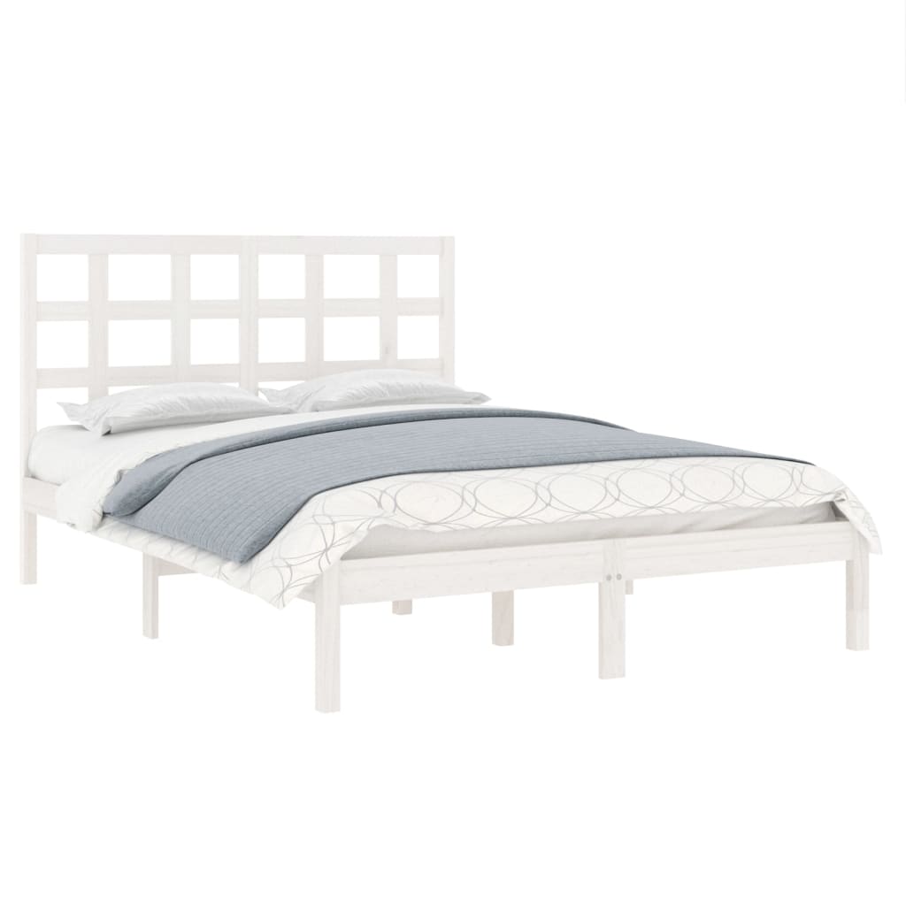 vidaXL Cadru de pat King Size, alb, 150x200 cm, lemn masiv vidaXL Cadru de pat King Size, alb, 150x200 cm, lemn masiv