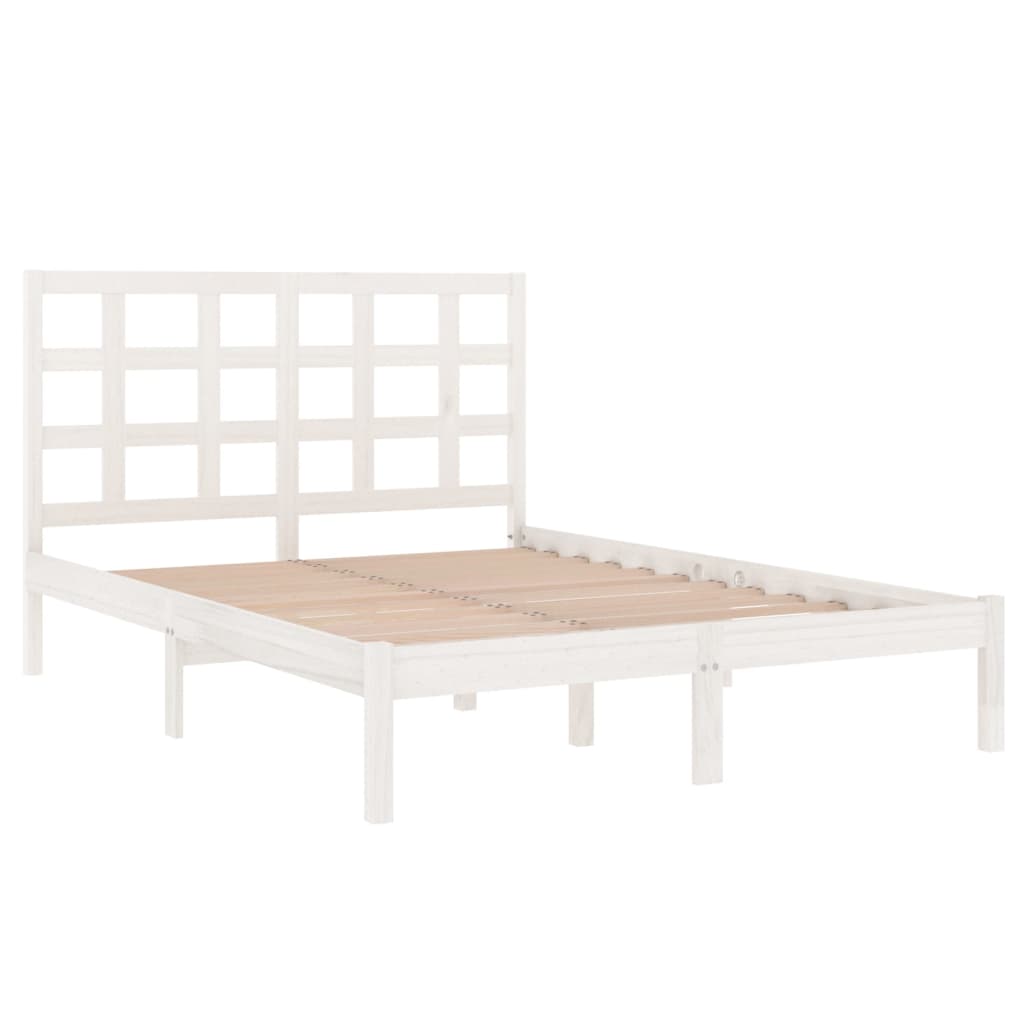 vidaXL Cadru de pat King Size, alb, 150x200 cm, lemn masiv vidaXL Cadru de pat King Size, alb, 150x200 cm, lemn masiv