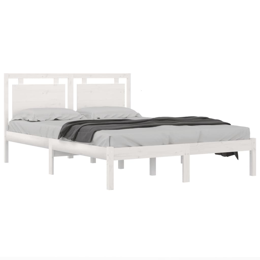 vidaXL Cadru de pat King Size, alb, 150x200 cm, lemn masiv vidaXL Cadru de pat King Size, alb, 150x200 cm, lemn masiv
