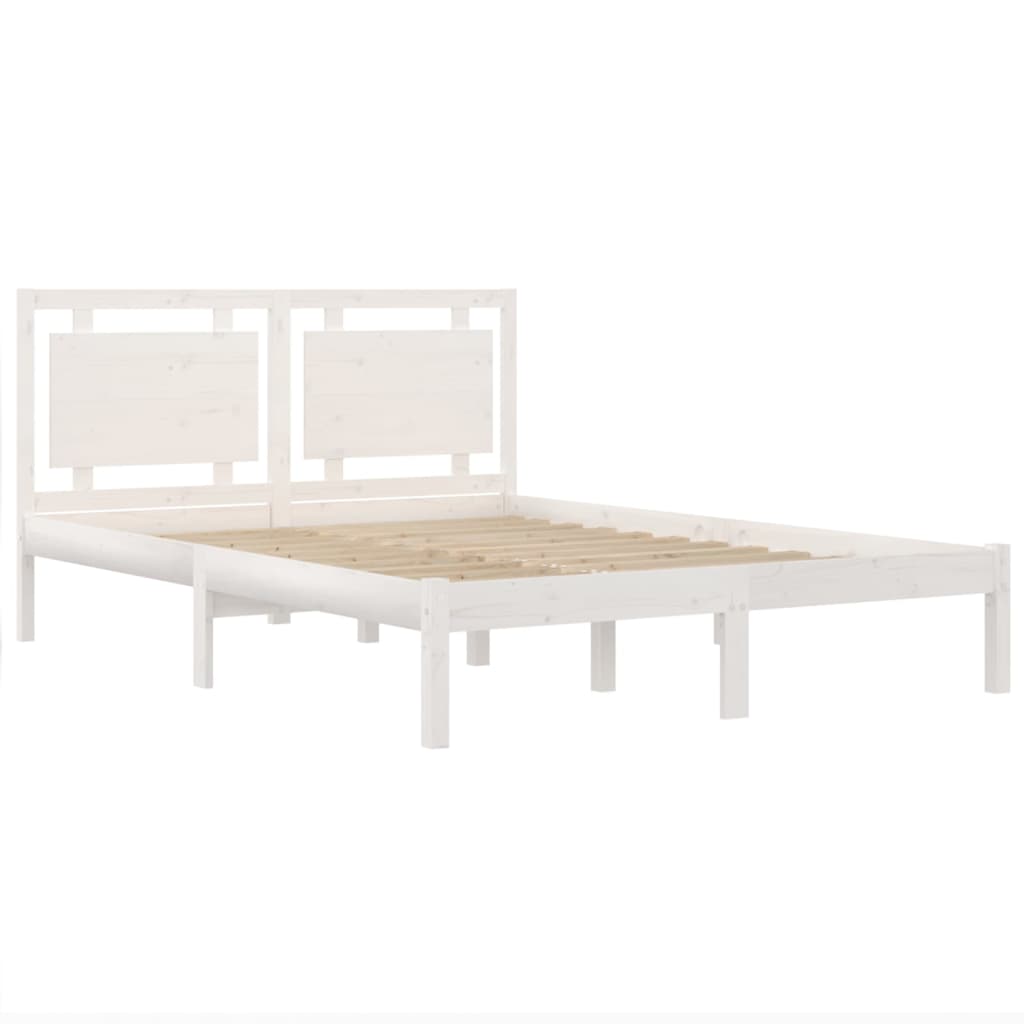 vidaXL Cadru de pat King Size, alb, 150x200 cm, lemn masiv vidaXL Cadru de pat King Size, alb, 150x200 cm, lemn masiv