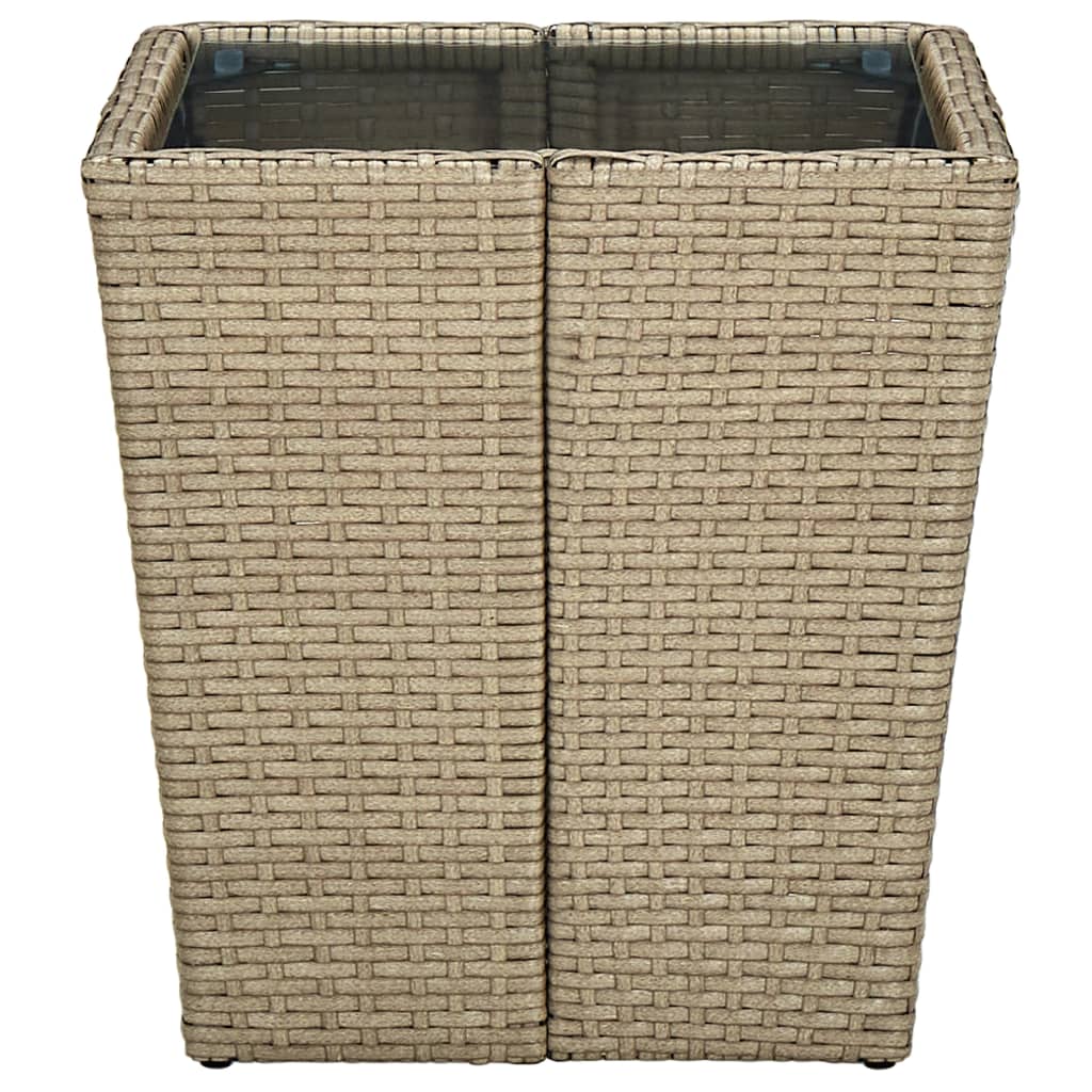 vidaXL Masă de ceai, bej, 41,5x41,5x44 cm poliratan/ sticlă securizată