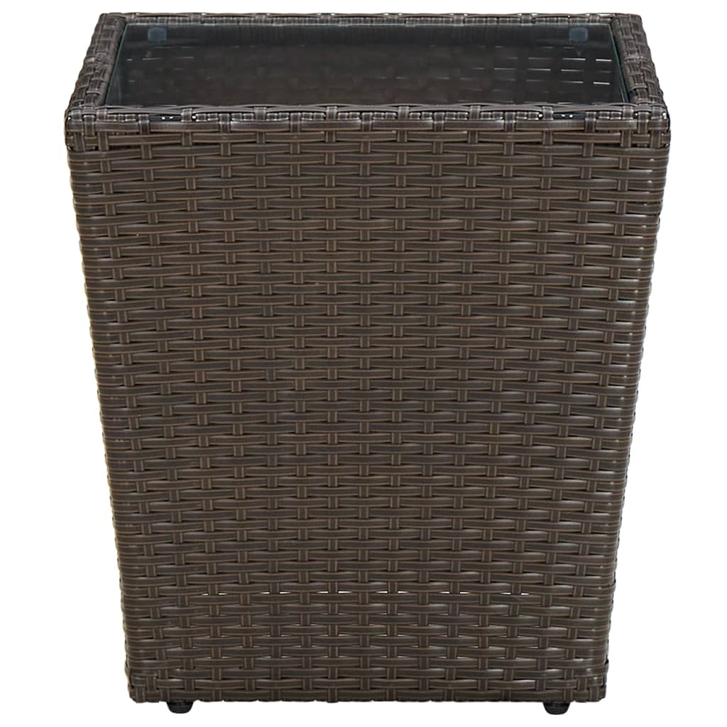 vidaXL Masă de ceai, maro, 41,5x41,5x44 cm poliratan/sticlă securizată vidaXL Masă de ceai, maro, 41,5x41,5x44 cm poliratan/sticlă securizată