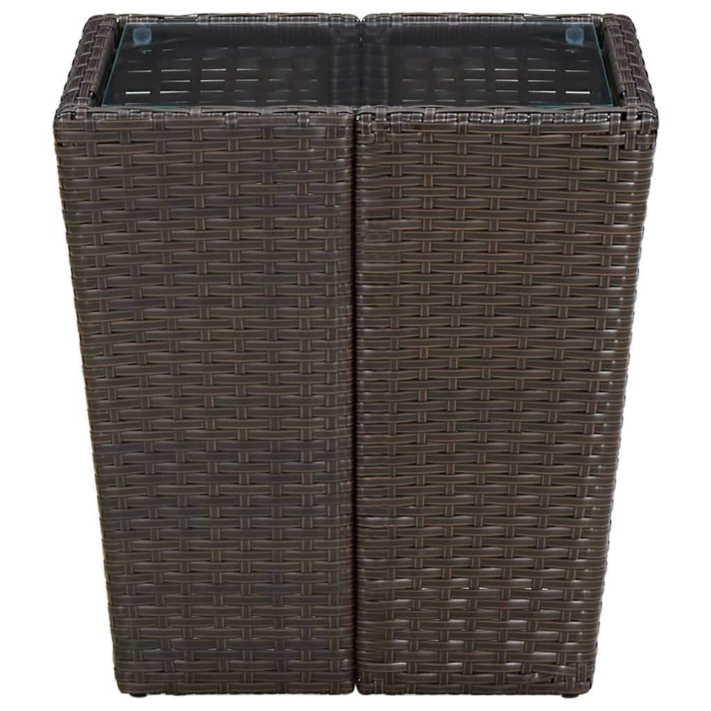 vidaXL Masă de ceai, maro, 41,5x41,5x44 cm poliratan/sticlă securizată vidaXL Masă de ceai, maro, 41,5x41,5x44 cm poliratan/sticlă securizată