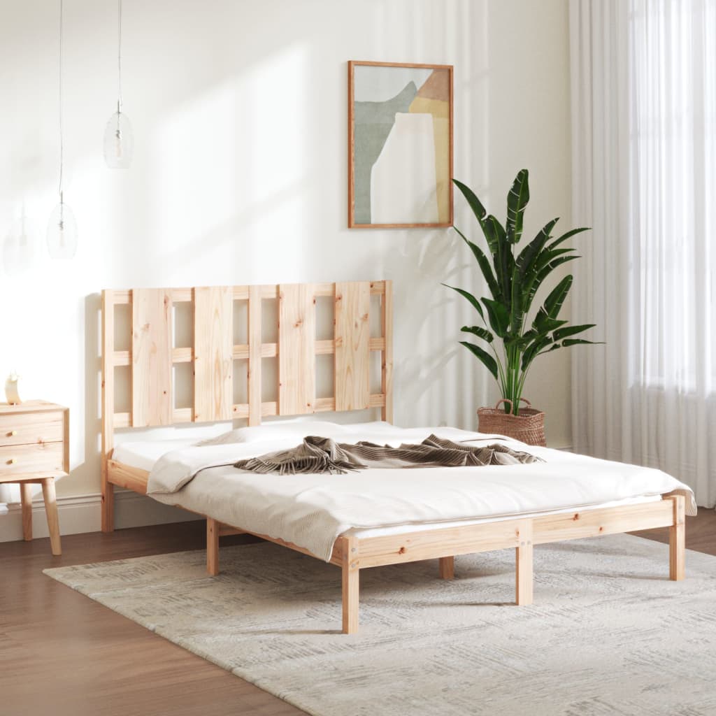 vidaXL Cadru de pat fără saltea, 140x190 cm, lemn masiv de pin vidaXL Cadru de pat fără saltea, 140x190 cm, lemn masiv de pin