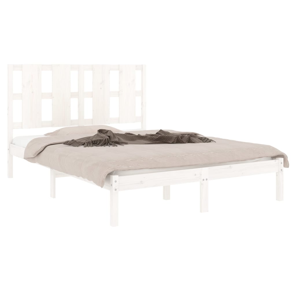 vidaXL Cadru de pat fără saltea, alb, 140x190 cm, lemn masiv de pin