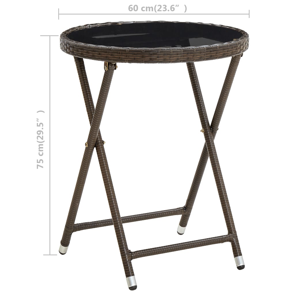vidaXL Masă de ceai, maro, 60 cm, poliratan și sticlă securizată vidaXL Masă de ceai, maro, 60 cm, poliratan și sticlă securizată