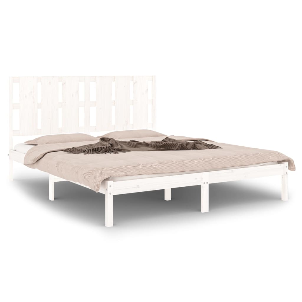 vidaXL Cadru de pat King Size, alb, 150x200 cm, lemn masiv vidaXL Cadru de pat King Size, alb, 150x200 cm, lemn masiv
