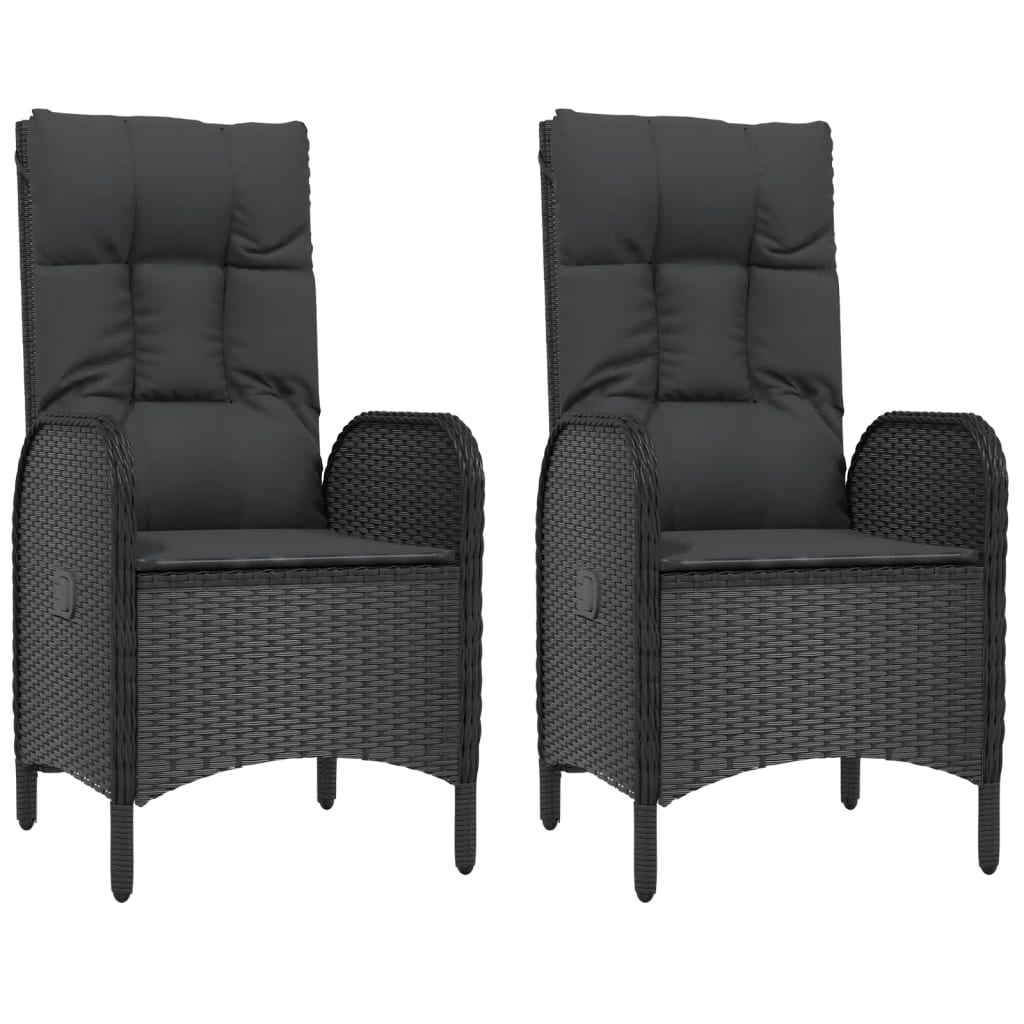 vidaXL Scaune de exterior, 2 buc., negru, poliratan vidaXL Scaune de exterior, 2 buc., negru, poliratan