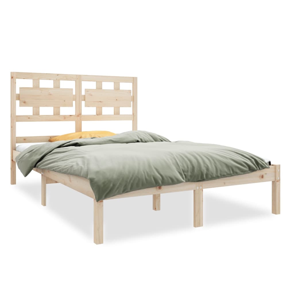 vidaXL Cadru de pat dublu, 135x190 cm, lemn masiv