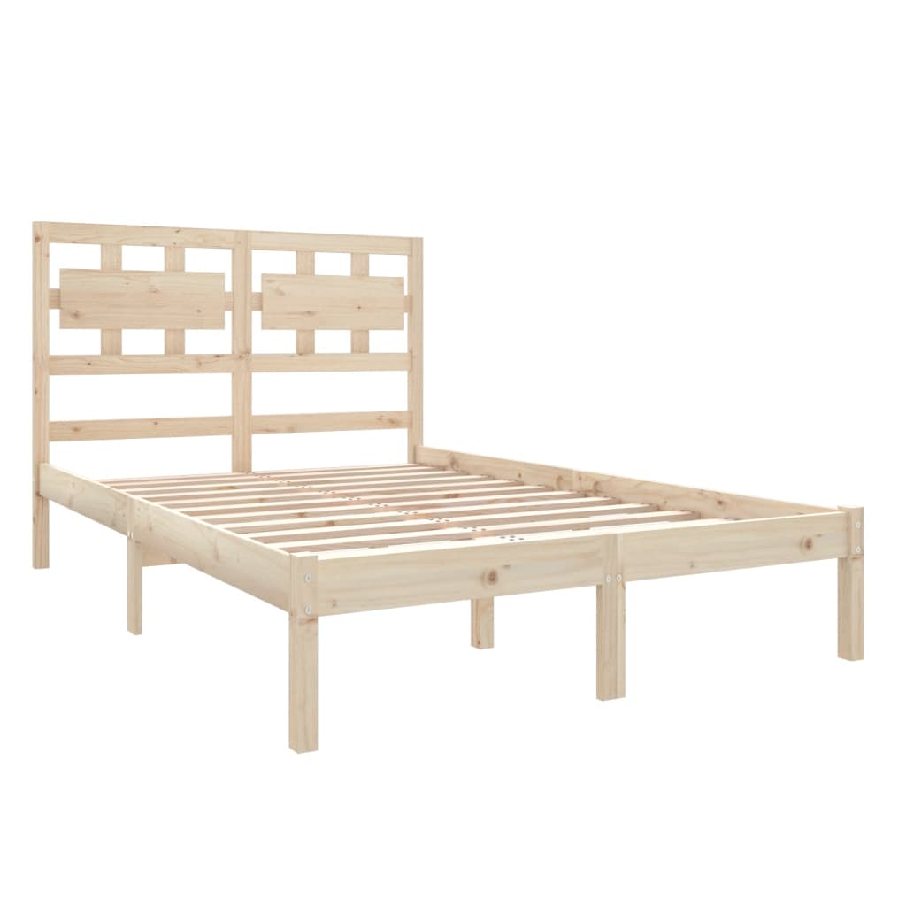 vidaXL Cadru de pat dublu, 135x190 cm, lemn masiv