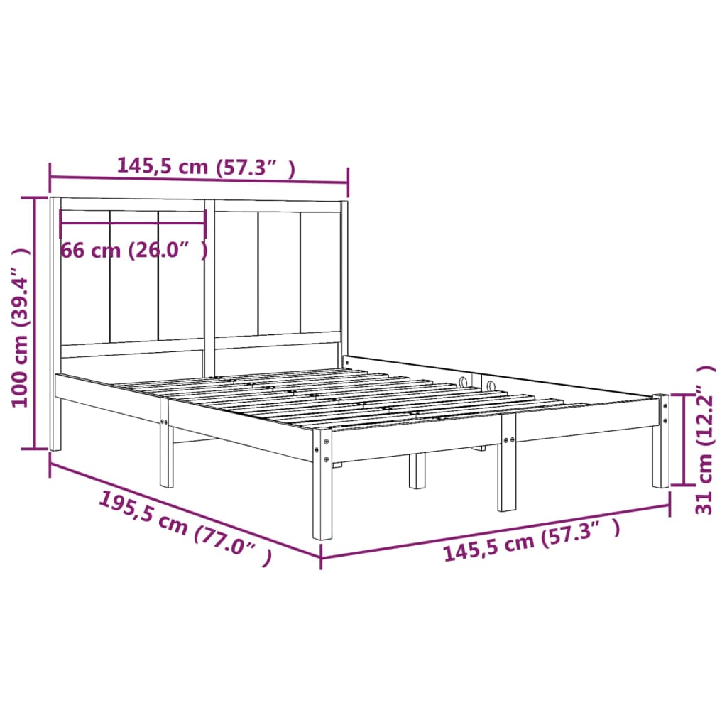 vidaXL Cadru de pat fără saltea, 140x190 cm, lemn masiv de pin vidaXL Cadru de pat fără saltea, 140x190 cm, lemn masiv de pin