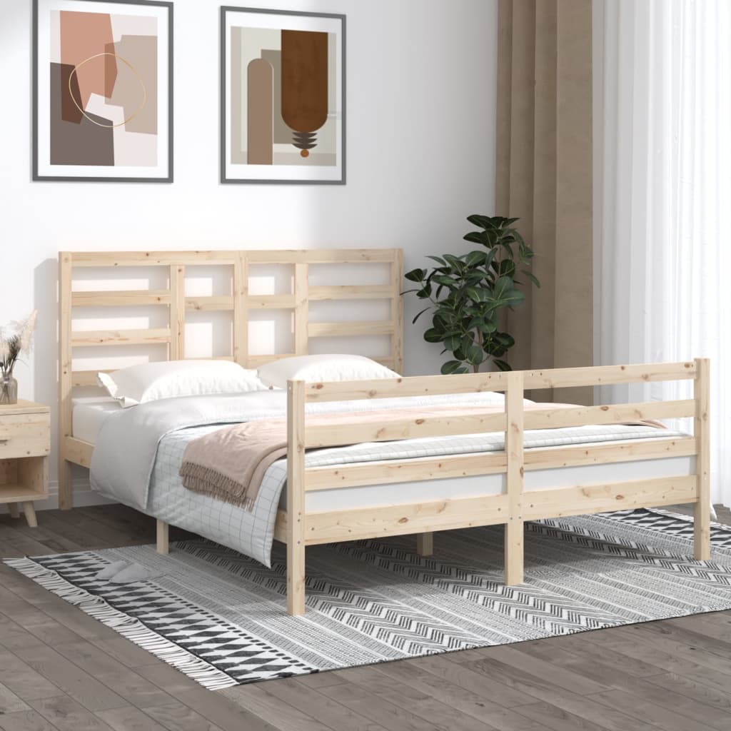 vidaXL Cadru de pat King Size, 150x200 cm, lemn masiv vidaXL Cadru de pat King Size, 150x200 cm, lemn masiv