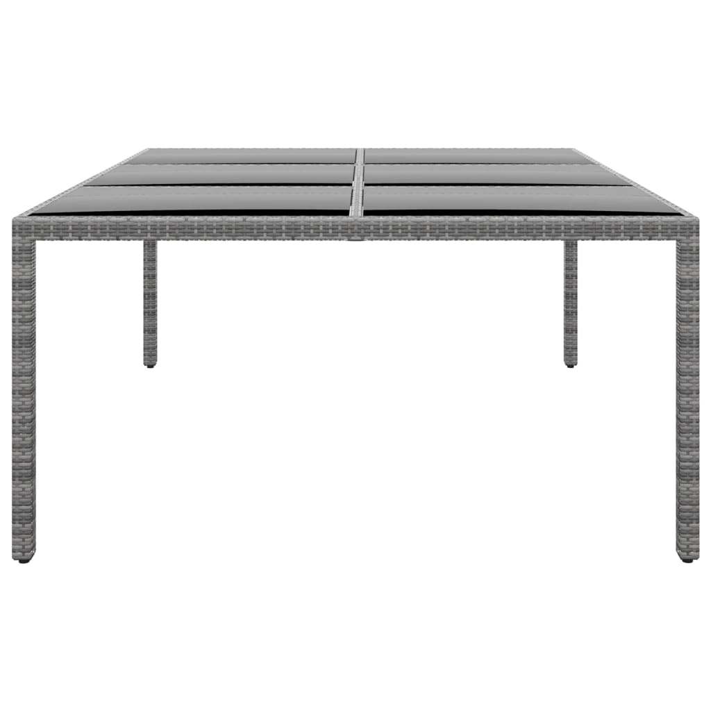 vidaXL Masă de grădină, gri, 200x150x75cm, sticlă securizată/poliratan