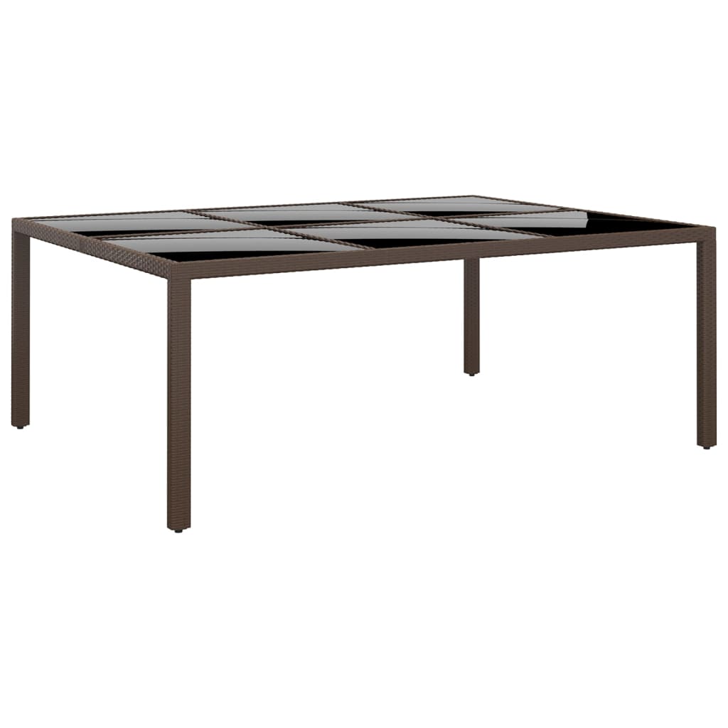 vidaXL Masă de grădină cu blat din sticla, maro, 200x150x75 cm, ratan vidaXL Masă de grădină cu blat din sticla, maro, 200x150x75 cm, ratan