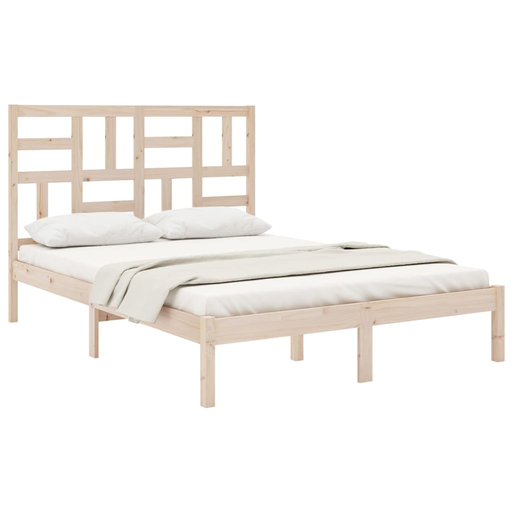vidaXL Cadru de pat dublu, 135x190 cm, lemn masiv