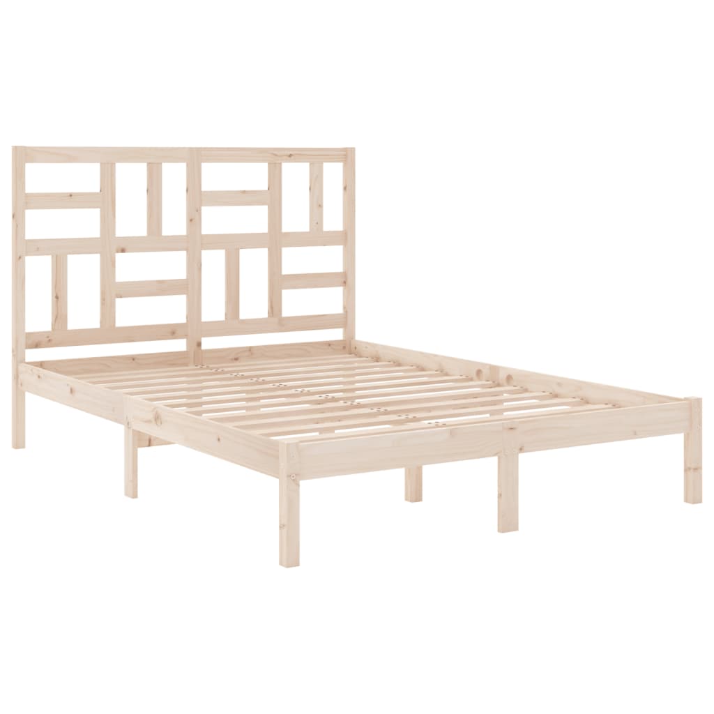 vidaXL Cadru de pat dublu, 135x190 cm, lemn masiv