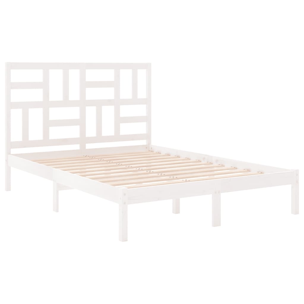 vidaXL Cadru de pat King Size, alb, 150x200 cm, lemn masiv vidaXL Cadru de pat King Size, alb, 150x200 cm, lemn masiv