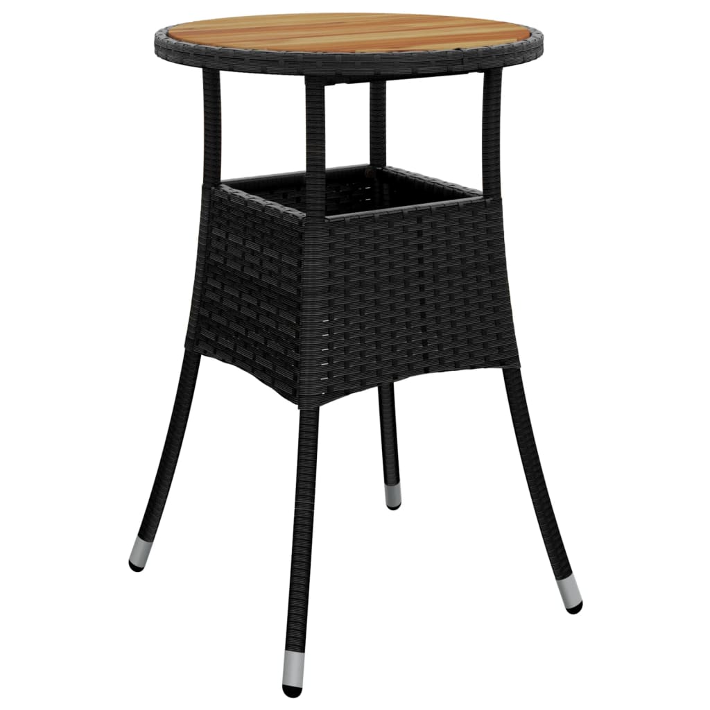 vidaXL Masă de grădină, negru, Ø60x75cm, lemn de acacia/poliratan vidaXL Masă de grădină, negru, Ø60x75cm, lemn de acacia/poliratan