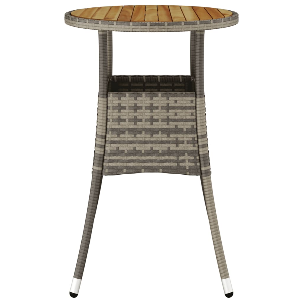 vidaXL Masă de grădină, gri, Ø60x75cm, lemn de acacia/poliratan