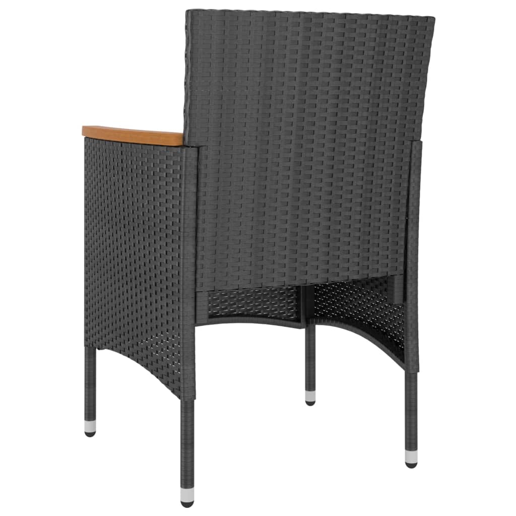 vidaXL Set cu scaun de grădină și taburet, 4 piese, negru, poliratan vidaXL Set cu scaun de grădină și taburet, 4 piese, negru, poliratan
