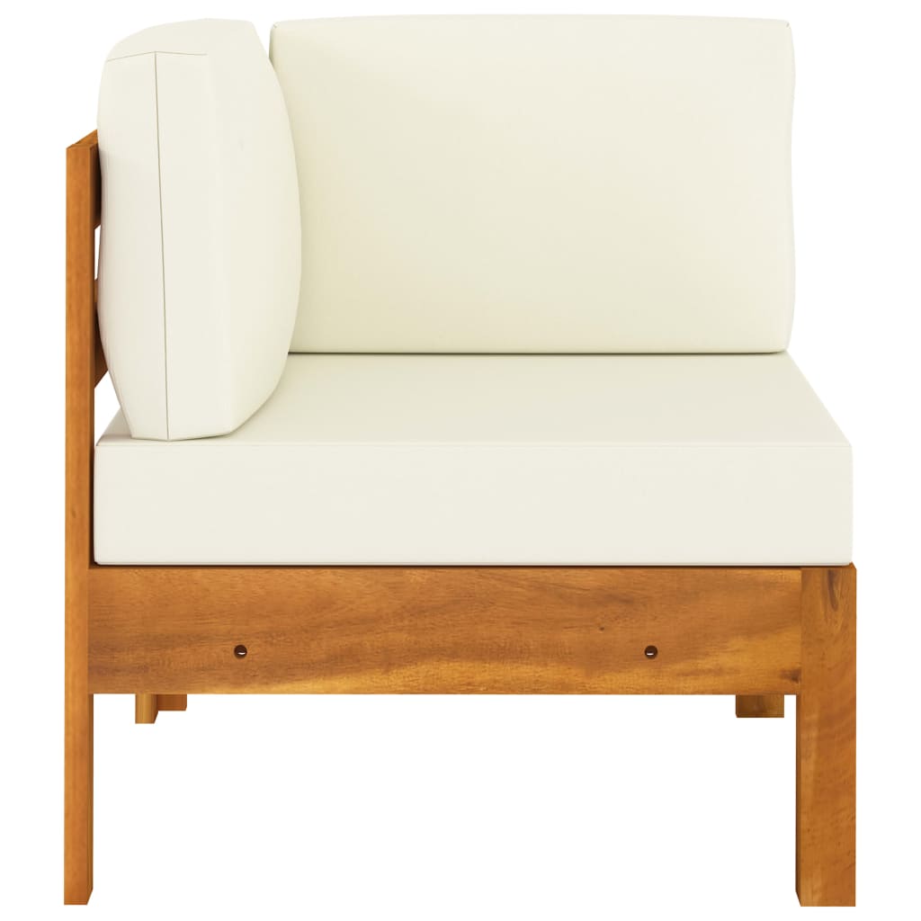 vidaXL Set mobilier grădină perne alb/crem, 2 piese, lemn masiv acacia vidaXL Set mobilier grădină perne alb/crem, 2 piese, lemn masiv acacia