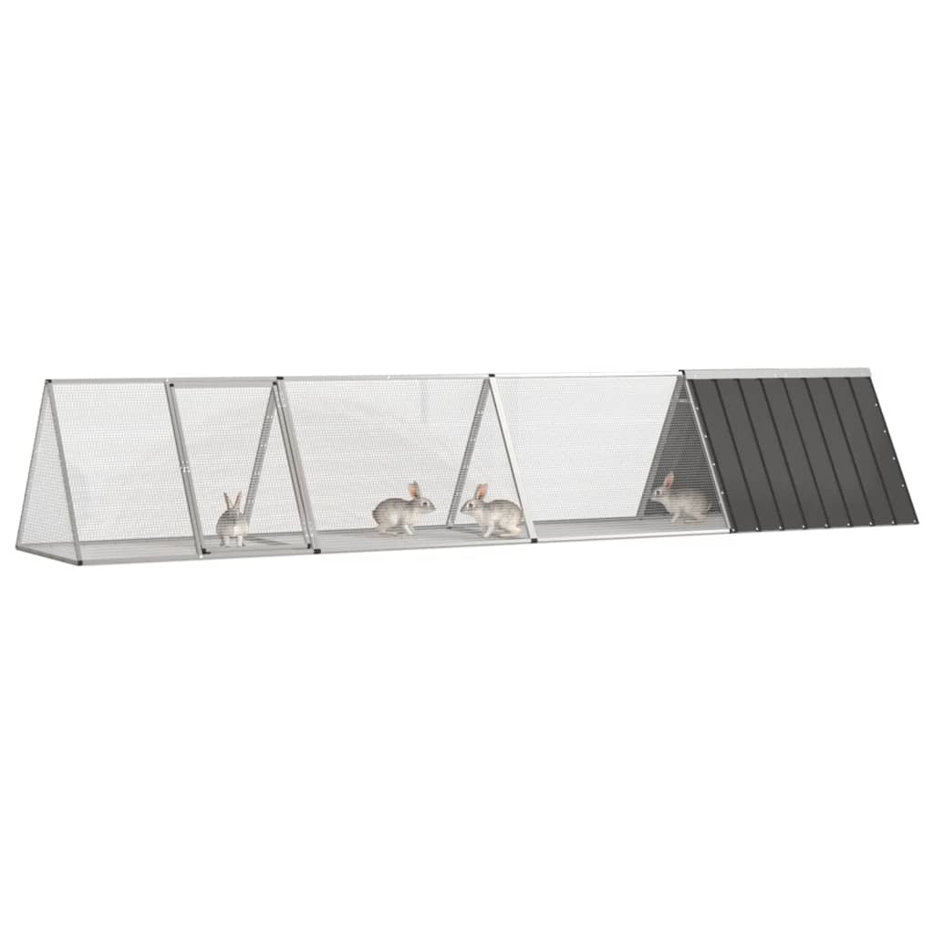 vidaXL Cușcă pentru iepuri, antracit 403,5x80,5x71 cm oțel galvanizat vidaXL Cușcă pentru iepuri, antracit 403,5x80,5x71 cm oțel galvanizat