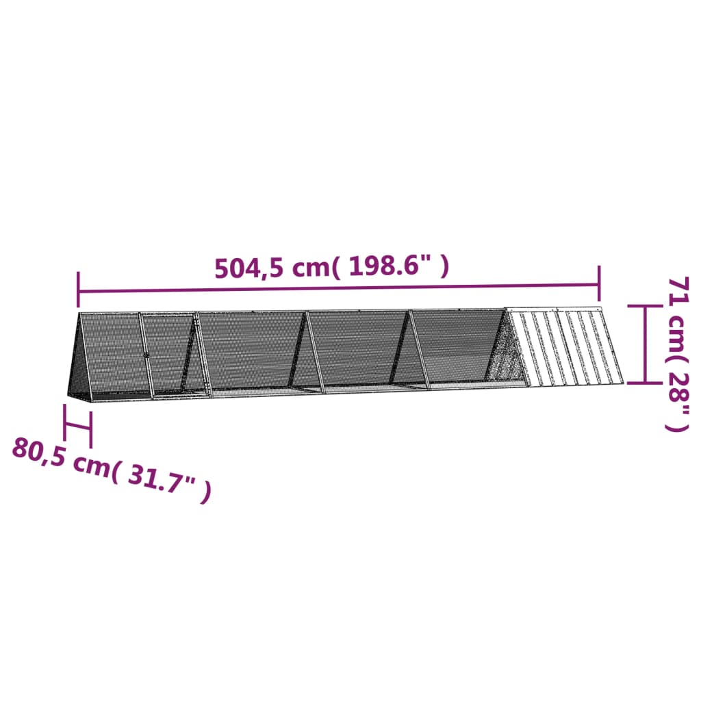 vidaXL Cușcă pentru iepuri antracit 504,5x80,5x71 cm oțel galvanizat vidaXL Cușcă pentru iepuri antracit 504,5x80,5x71 cm oțel galvanizat