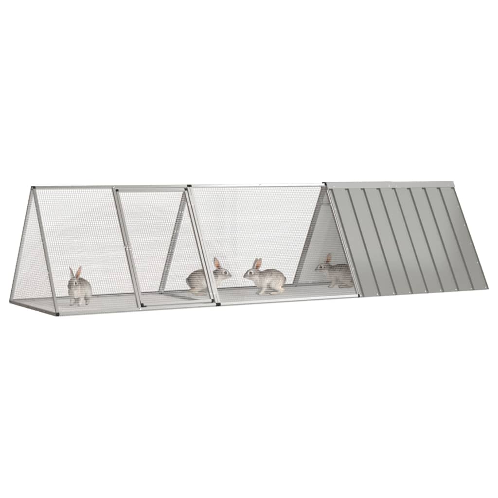 vidaXL Cușcă pentru iepuri, gri, 302,5x80,5x71 cm, oțel galvanizat
