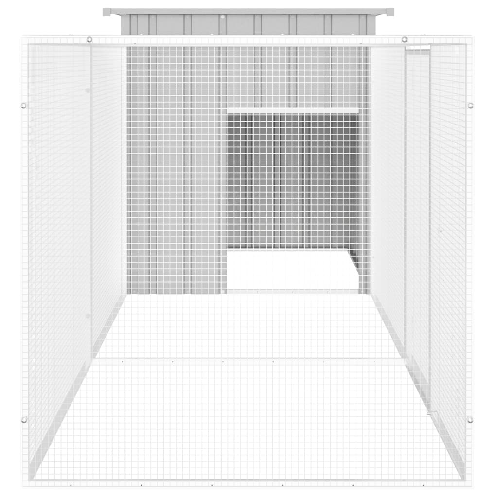 vidaXL Coteț pentru păsări, gri, 300x91x100 cm, oțel galvanizat