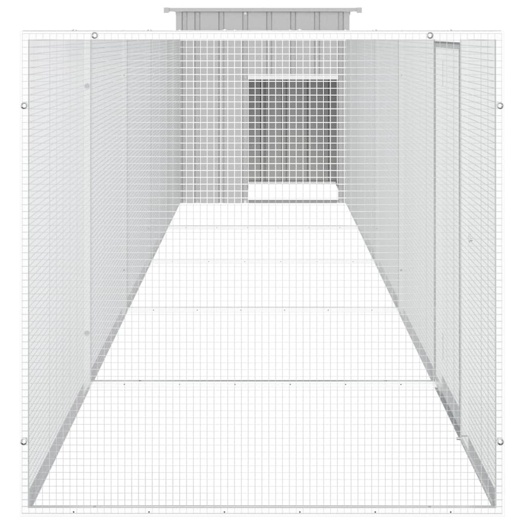 vidaXL Coteț pentru păsări, gri, 600x91x100 cm, oțel galvanizat