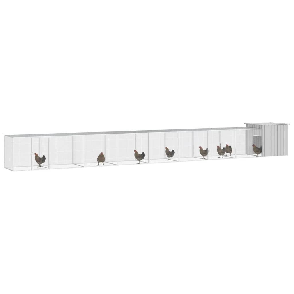 vidaXL Coteț pentru păsări, gri, 900x91x100 cm, oțel galvanizat