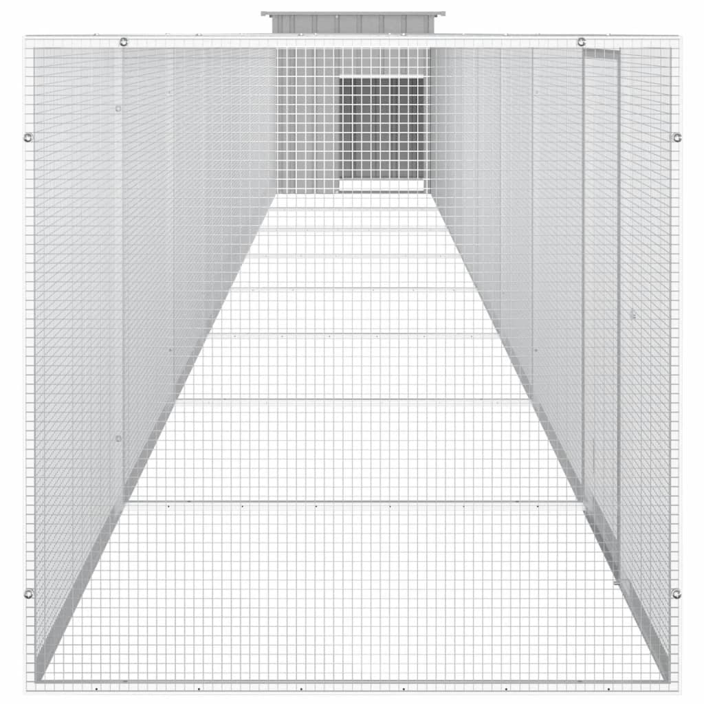 vidaXL Coteț pentru păsări, gri, 900x91x100 cm, oțel galvanizat