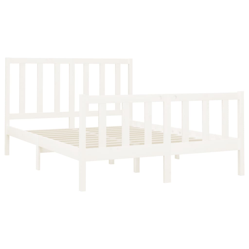 vidaXL Cadru de pat fără saltea, alb, 140x190 cm, lemn masiv de pin