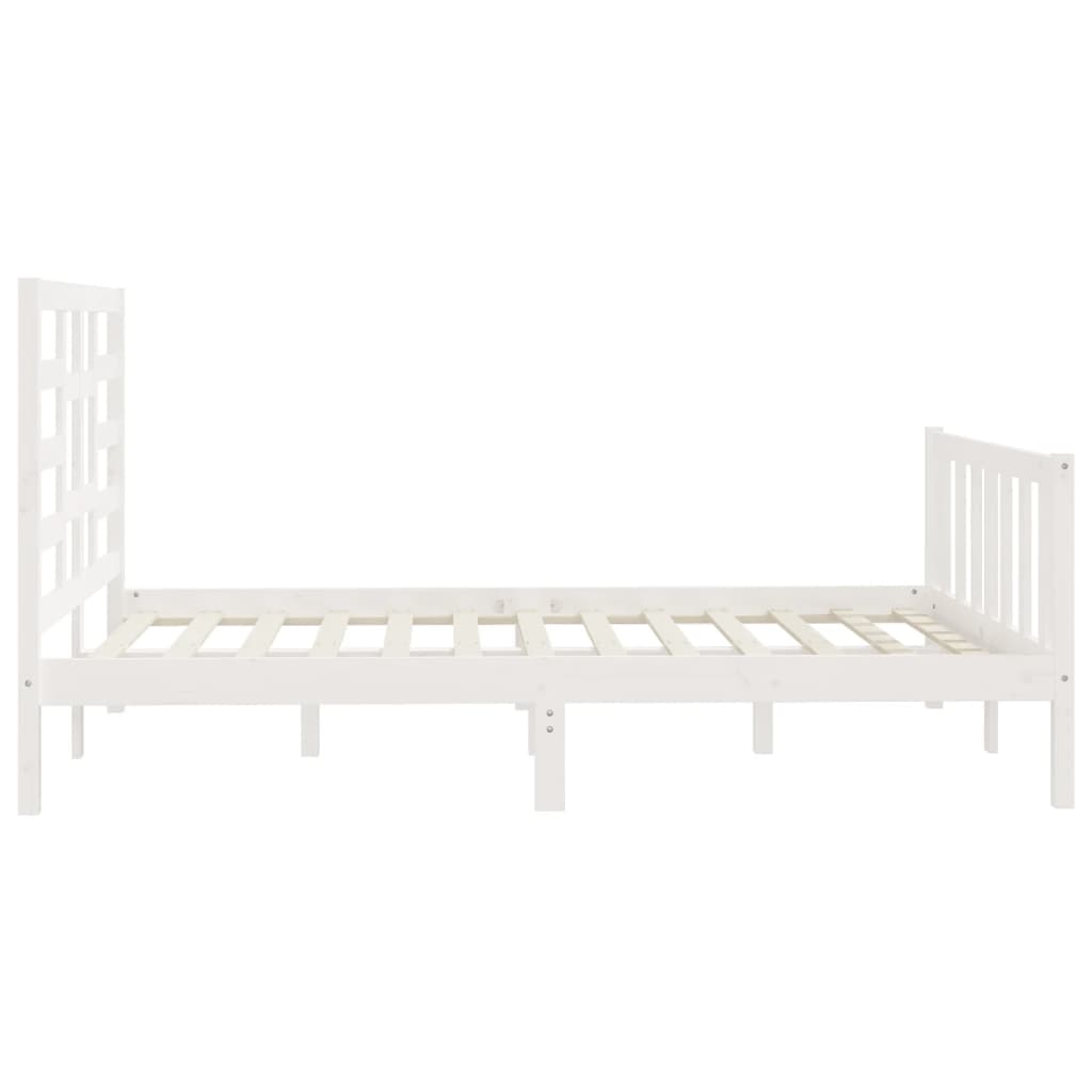 vidaXL Cadru de pat fără saltea, alb, 120x200 cm, lemn masiv pin vidaXL Cadru de pat fără saltea, alb, 120x200 cm, lemn masiv pin