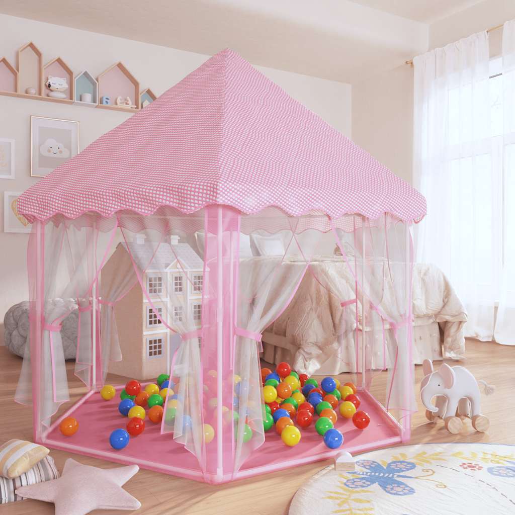 vidaXL Cort de joacă Princess cu 250 de bile, roz, 133x140 cm