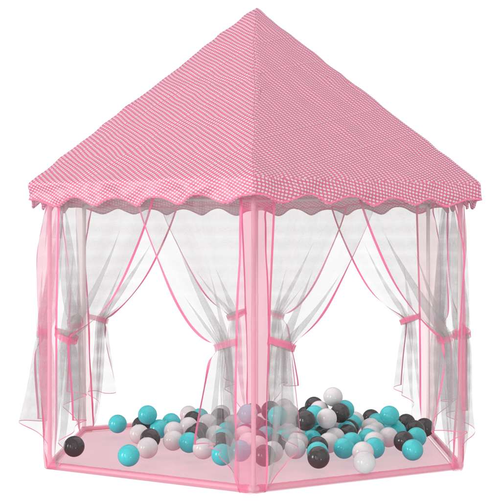 vidaXL Cort de joacă Princess cu 250 de bile, roz, 133x140 cm