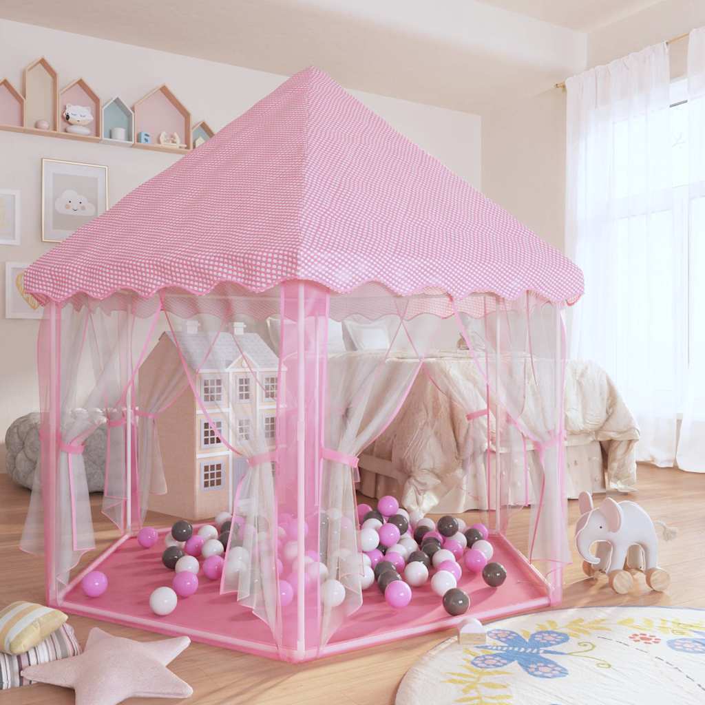 vidaXL Cort de joacă Princess cu 250 de bile, roz, 133x140 cm