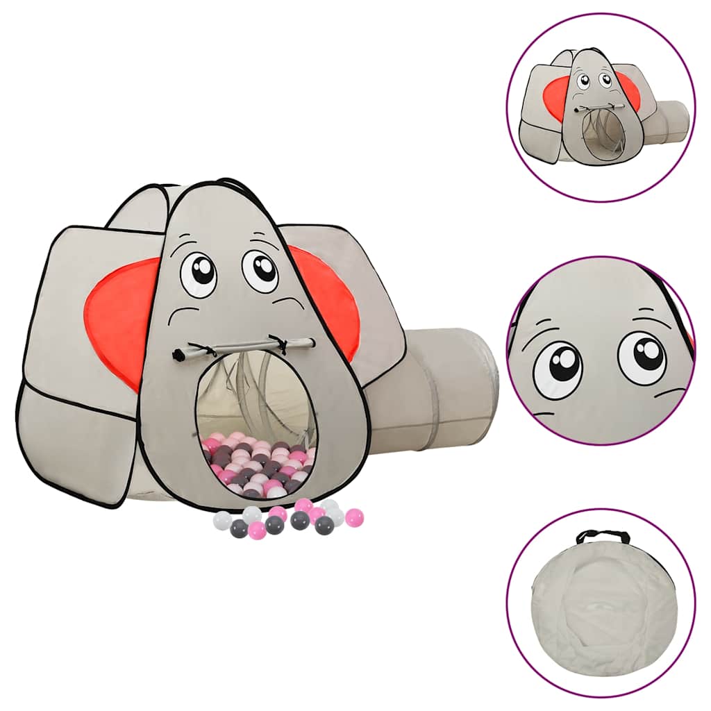 vidaXL Cort de joacă elefant pentru copii 250 bile, gri, 174x86x101 cm vidaXL Cort de joacă elefant pentru copii 250 bile, gri, 174x86x101 cm
