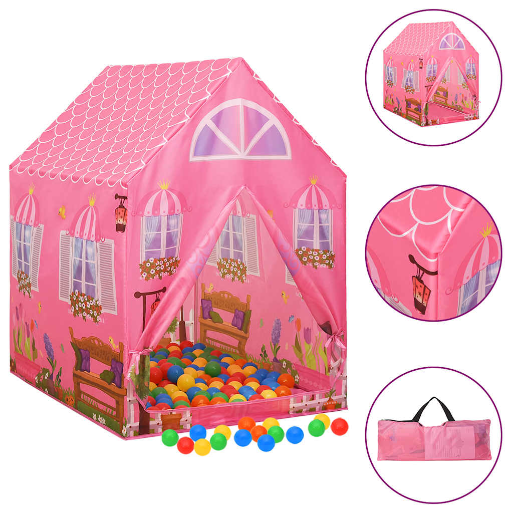 vidaXL Cort de joacă pentru copii cu 250 bile, roz, 69x94x104 cm vidaXL Cort de joacă pentru copii cu 250 bile, roz, 69x94x104 cm