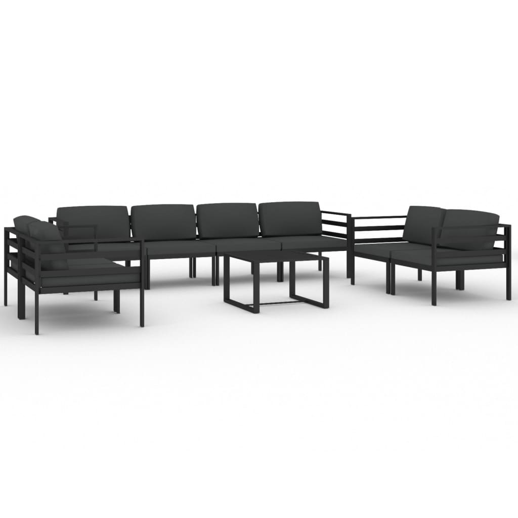 vidaXL Set mobilier de grădină cu perne, 9 piese, antracit, aluminiu vidaXL Set mobilier de grădină cu perne, 9 piese, antracit, aluminiu