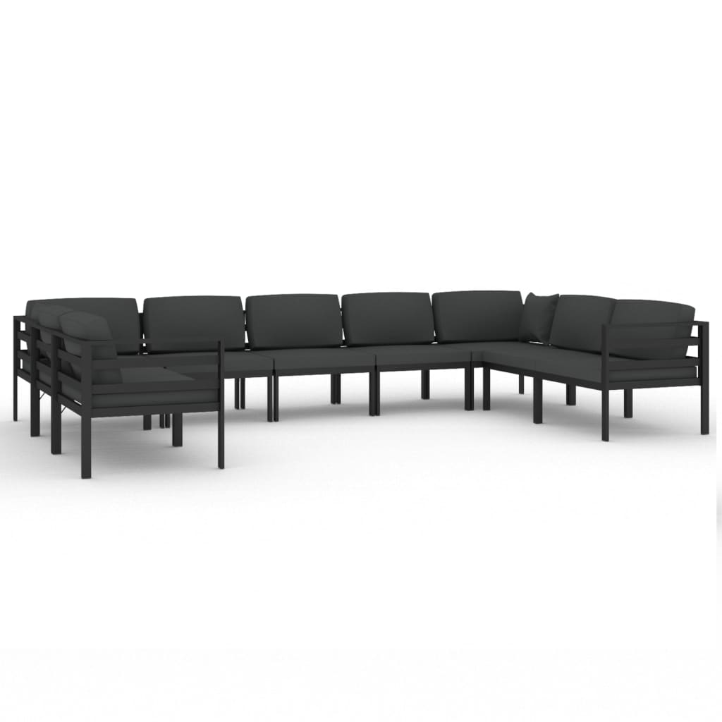 vidaXL Set mobilier de grădină cu perne, 9 piese, antracit, aluminiu vidaXL Set mobilier de grădină cu perne, 9 piese, antracit, aluminiu