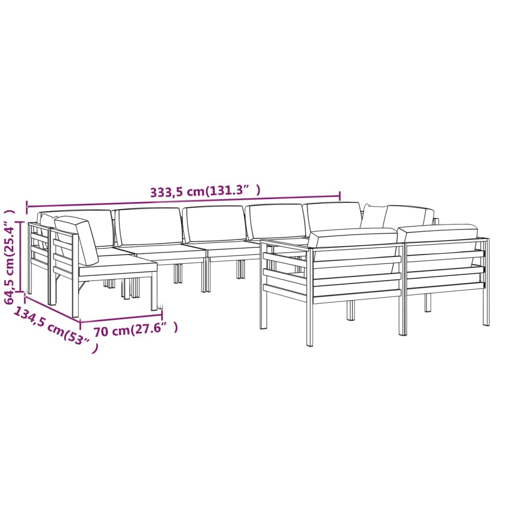 vidaXL Set mobilier de grădină cu perne, 9 piese, antracit, aluminiu