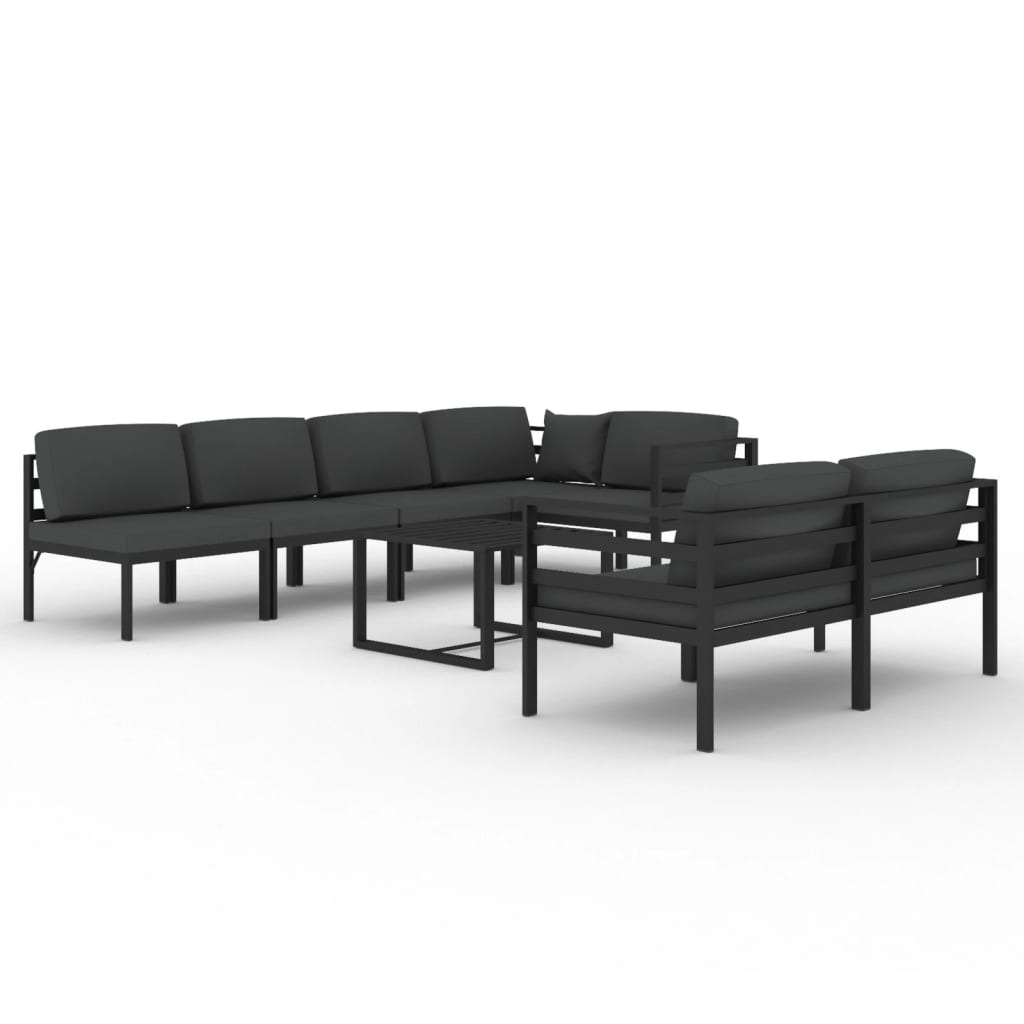 vidaXL Set mobilier de grădină cu perne, 8 piese, antracit, aluminiu
