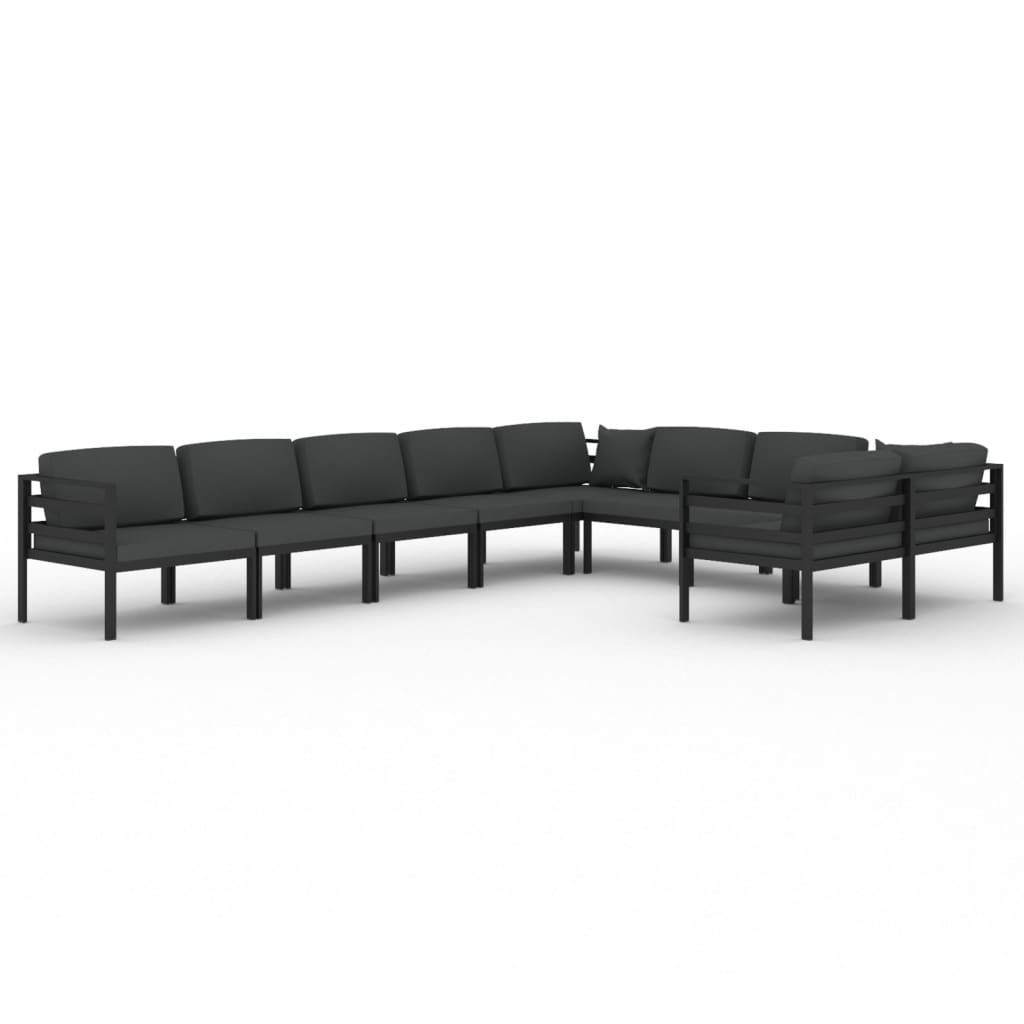vidaXL Set mobilier de grădină cu perne, 9 piese, antracit, aluminiu vidaXL Set mobilier de grădină cu perne, 9 piese, antracit, aluminiu